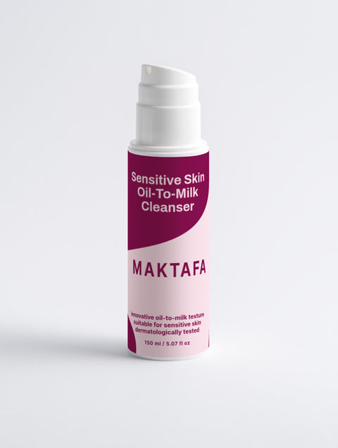MAKTAFA Sensitive Skin Oil Cleanser in 150ml bottle with innovative oil-to-milk texture for gentle cleansing